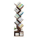 JoanKaren Tree Bookshelf with Storage, 8 Tier Wooden Tall Book Shelf, Floor Standing Bookcase for Kids and Adults, Utility Organizer Shelves for Living Room, Bedroom, Home Office, Brown JoanKaren