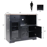 Walmokid Storage Cabinet with Power Outlet, 35" Modern Sideboard Buffet Cabinet w/Adjustable Shelf, Wooden Kitchen Cabinet with Open Shelves for Living Room, Dining Room, Kitchen, Black Walmokid