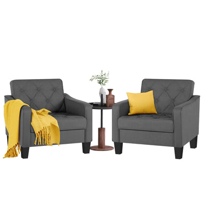 STHOUYN Living Room Chairs Accent Chairs Set of 2, Waiting Room Arm Chairs, Reading Chairs for Bedroom Comfy Club Chair Tufted, Office Small Space (2, Grey)