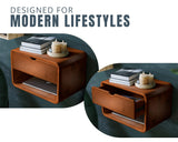 Comfify Modern Nightstand Bamboo Floating Nightstand with Drawer - Brown- Small Nightstand with Midcentury Modern Vibe - Unique Design, Easy Installation, Clear Instructions Comfify