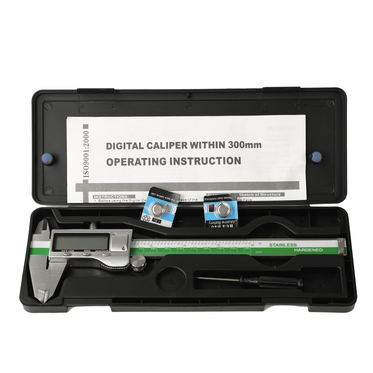 HDLNAK Digital Vernier Caliper Measuring Tool with Large LCD Screen, Stainless Steel Vernier Caliper Digital Micrometer, Easy Switch from Inch Metric Fraction, 6 Inch Caliper Tool for Household/DIY HDLNKAK