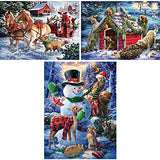 Bits and Pieces Set of 3 Jigsaw Puzzles 1000 Pieces - Winter Scenes Set Bits and Pieces