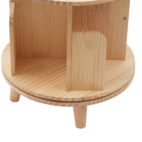 360° Rotating Solid Hardwood Bookshelf - 6-Tier Freestanding Storage & Display Rack for Any Room SAHUANIYE