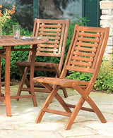 Folding Eucalyptus Side Chair Fully Assembled, 2 pack Outdoor Interiors