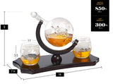 Globe Whiskey Decanter Set - + 2 Whisky Glasses on Rich Wood Classic Mahogany Base Tray - Gift Packaging - Antique Ship Whiskey Dispenser for Liquor Scotch Bourbon - Christmas Holiday Gift Bezrat