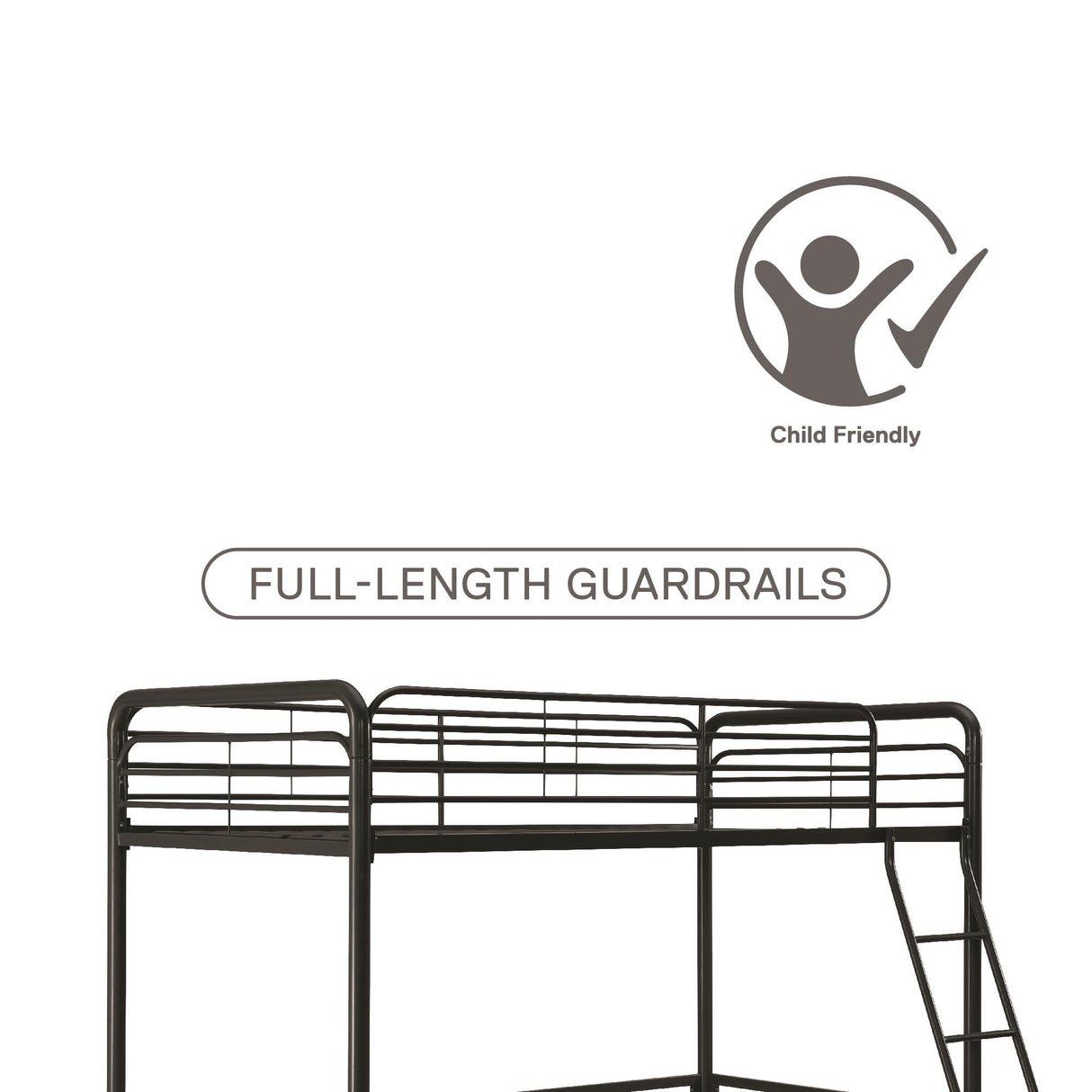 DHP Tommy Twin Metal Loft Bed, Black DHP