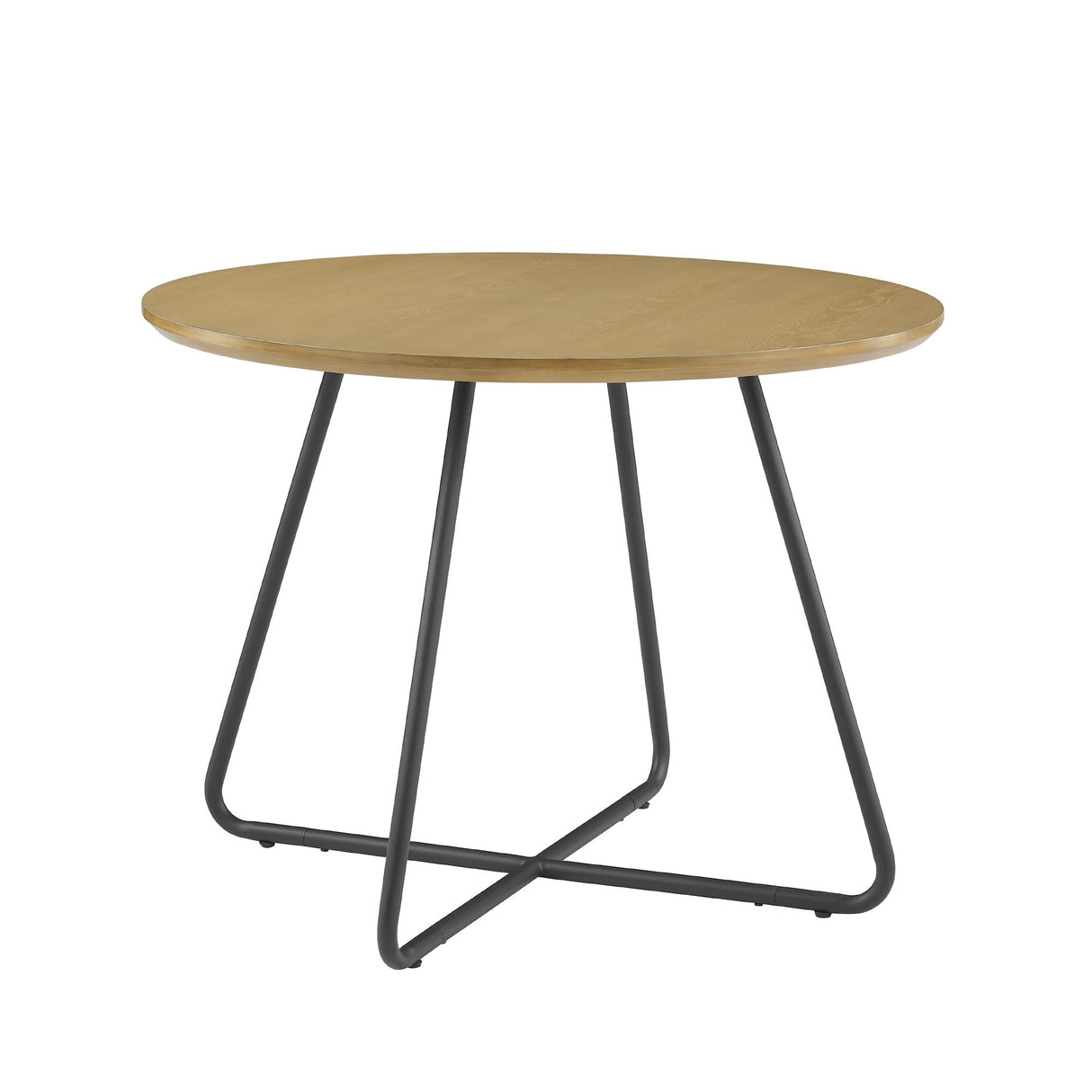 Walker Edison Modern Metal and Wood Round Dining Table, 40 Inch, English Ash Walker Edison
