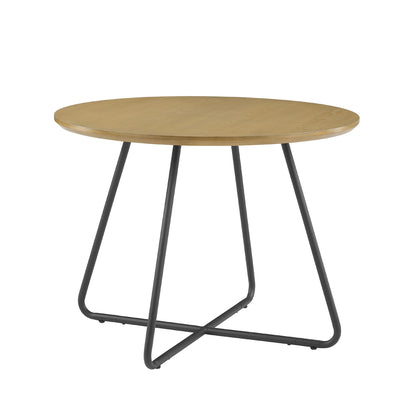 Walker Edison Modern Metal and Wood Round Dining Table, 40 Inch, English Ash - WoodArtSupply