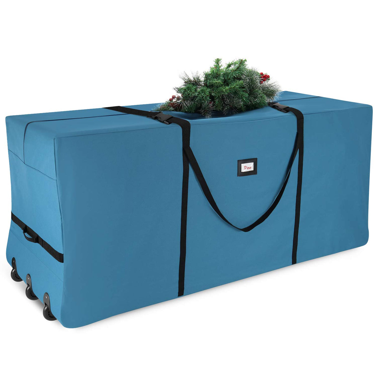 Christmas Tree Storage Bag - Extra Large Tree Rolling Storage Bag - Fits Upto 9 ft. Artificial Disassembled Trees, Durable Handles & Wheels for Easy Carrying & Transport - Tear Proof Oxford Duffle Bag Hearth & Harbor