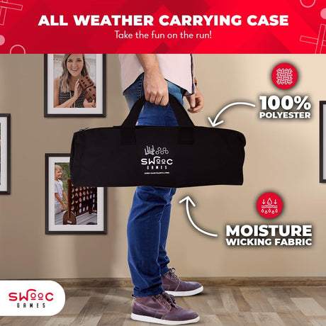 SWOOC Games - Rustic Ring Toss Game (All Weather) - Easy Setup & Extra Games Included - Ring Toss Game for Adults - Outdoor Games for Kids - Yard Games for Adults - Ring Hook Game - Game Room Games SWOOC