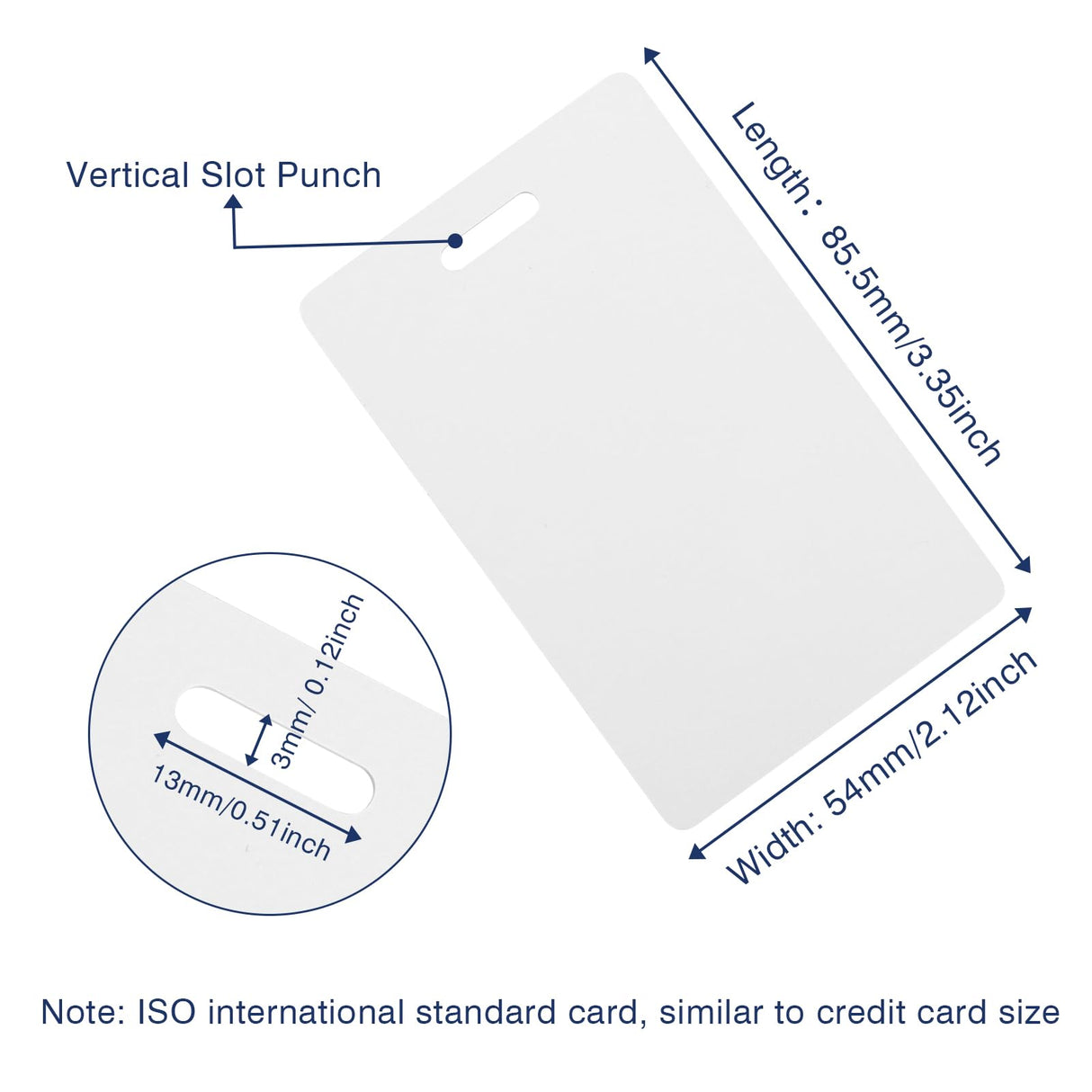 20 Pack Premium Blank PVC Cards with Slot Punch on Short Side - Vertical Slot Punch Blank ID Cards- CAETOUNG CR80 30 Mil Graphic Quality White Plastic Cards for Photo ID Badge Printers CAETOUNG