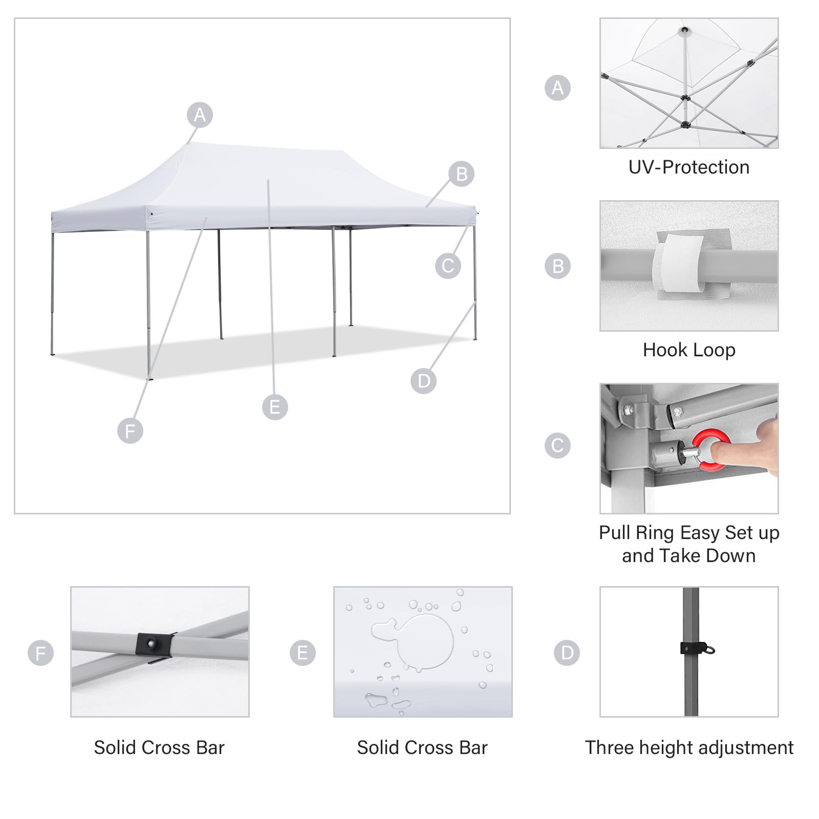 10x20 Ft Pop Up Canopy Tent Wedding Party Patio Gazebo Shelter White - WoodArtSupply