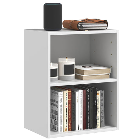 Tangkula 2-Tier Bookshelf, Open Shelf Bookcase with 7-Position Adjustable Shelf, Multifunctional Wooden Cubby Storage Display Shelf for Home Office Study Living Room (White, 1) Tangkula