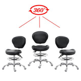 Grace&Grace Drafting Chair Adjustable Tall Shop Stool, Rolling Stool with Back Support for Studio, Classroom, Lab, Counter, Medical (Black) Grace&Grace