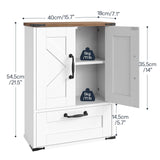 HOOBRO Farmhouse Wall Mounted Cabinet with Adjustable Shelf, Medicine Cabinet with Flip-Down Door, Over The Toilet Bathroom Organizer, for Small Bathroom, Kitchen, White and Walnut HOOBRO