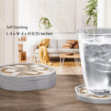 UMIRRO Absorbent Felt Coasters for Drinks with Silicone Case, Rustic Country Farmhouse Cup Coaster Set for Wooden Coffee Table Decor, Boho Tile Design, Brown, 4", 4 Pack Umirro