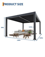 Garveelife All-Aluminum Louvered Pergola 12' x 16', Outdoor Pergola with Adjustable Louvered Roof, Reinforced Aluminum Frame, Integrated Drainage System, Hardtop Gazebo for Patio, Deck, Gray GarveeLife