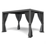 LVUYOYO Louvered Pergola 10' x 13', Outdoor Pergola with Adjustable Roof, Aluminum Frame Pergola with Curtains and Netting, Hardtop Metal Gazebo for Patio, Backyard, Garden, Deck (Black) LVUYOYO