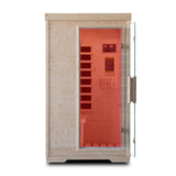 Far Infrared Sauna Room, Spruce Wood 1 Person Side-Opening Indoor Sauna 5 Heating Panels 1050W Infrared Therapy for Personal Wooden Dry Sauna Home Spa Room Homsido