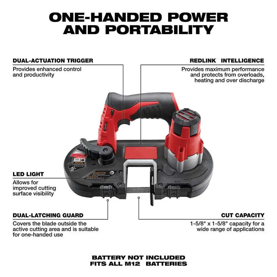 Bandsaw, Band Saw, Portable Band Saw, for Milwaukee 2429-20 M12 12V Cordless 18 TPI Sub-Compact Band Saw Blade - Tool Only - WoodArtSupply