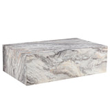 Coffee Table Living Room Table - Modern Faux Marble Design with Wood Accents in Grey BAOPIN