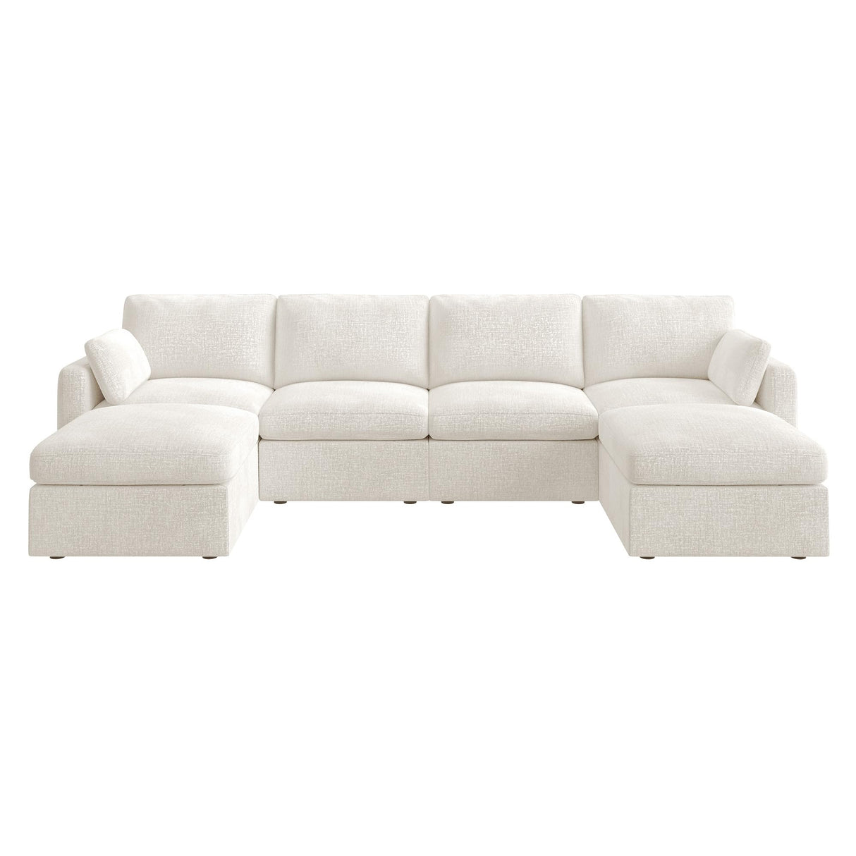 HONBAY Sectional Couch with Storage Seats, Modular Sectional Sofa with Storage Ottoman, U Shaped Sectional Couches for Living Room,Beige HONBAY