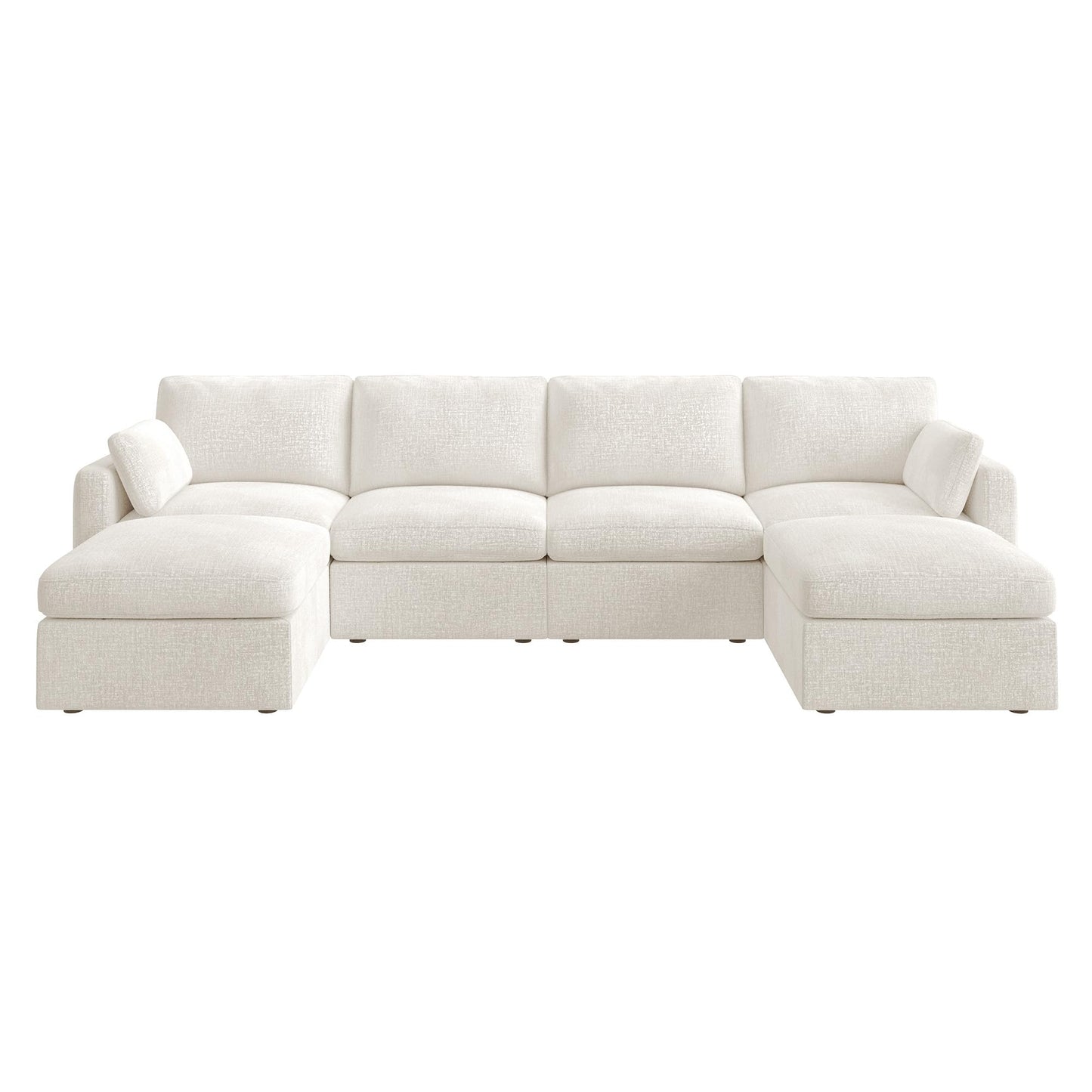 HONBAY Sectional Couch with Storage Seats, Modular Sectional Sofa with Storage Ottoman, U Shaped Sectional Couches for Living Room,Beige