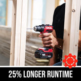 SKIL PWR CORE 20 Brushless 20V 1/2 In. Compact Varible-Speed Drill Driver Kit with 1/2'' Single-Sleeve, Keyless Ratcheting Chuck & LED Worklight Includes 2.0Ah Battery and PWR JUMP Charger-DL6293B-10 Skil