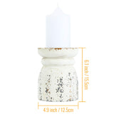 SOFE Rustic Candle Holder for Pillar Candle, Vintage White Wooden Pillar Candle Holder, Farmhouse Antique Candlestick Holder for Dining Table, Coffee Table Centerpiece (4.9" x 4.9" x 6.1") SOFE