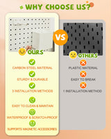 Soubeoii Metal Pegboard Combination Kit — 4 Carbon Steel Pegboards with 26 Accessories, Pegboard Wall Organizer for Home, Office, Study Room, Kitchen, Garage & Craft Room — 24″ × 24″ Pink Peg Board Soubeoii