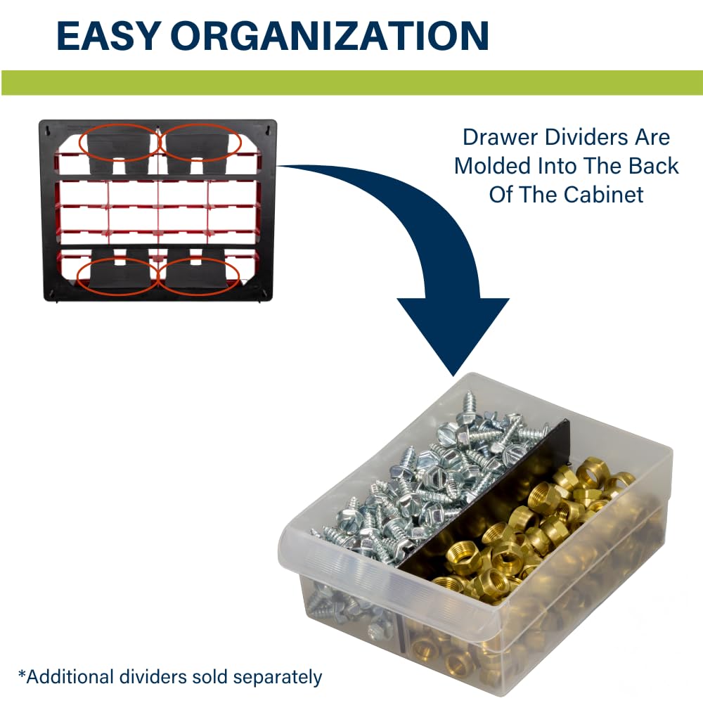 Akro-Mils 10124 24-Drawer Plastic Drawer Storage Cabinet for Garage Organization, Bead Organizer, Lego Storage, Teacher Toolbox, Makeup Organizer, and More, 20-Inch W x 6-Inch D x 16-Inch H, Black Akro-Mils