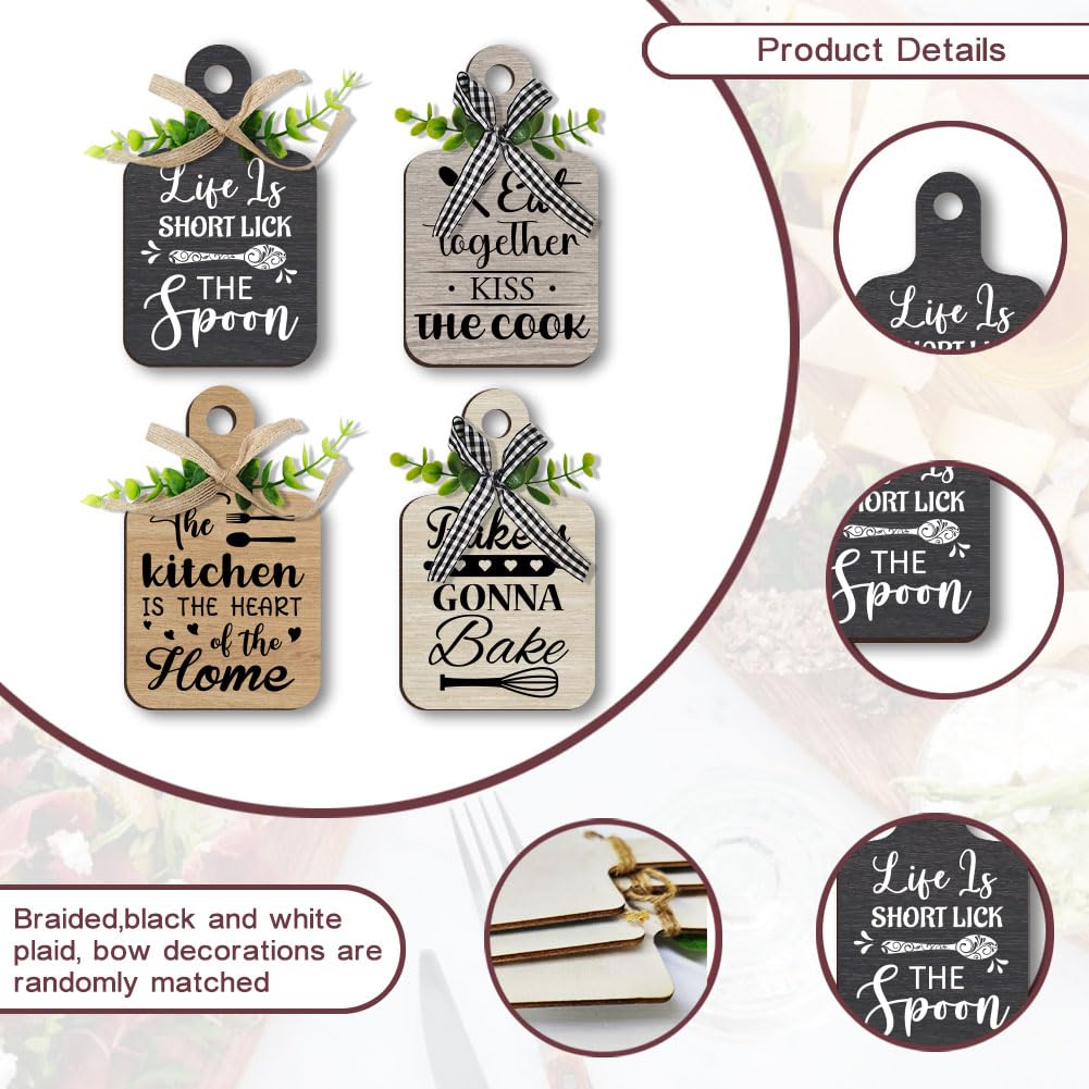 PH PandaHall 4pcs Kitchen Wooden Hanging Signs, Wall Decor Wood Sign Kitchen Wall Decor Hanging Plaques Farmhouse Eat Sign Wood Bar Sign for Home Kitchen Dining Living Room Bar Cafe Art Decor PH PandaHall