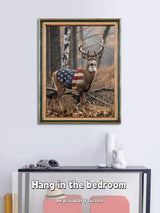 ACANDYL Deer DIY Paint by Numbers Kit for Adults Paint by Numbers Beginner Canvas Painting by Number American Flag DIY Acrylic Oil Painting on Canvas Arts Craft Decoration 16x20 Inch ACANDYL