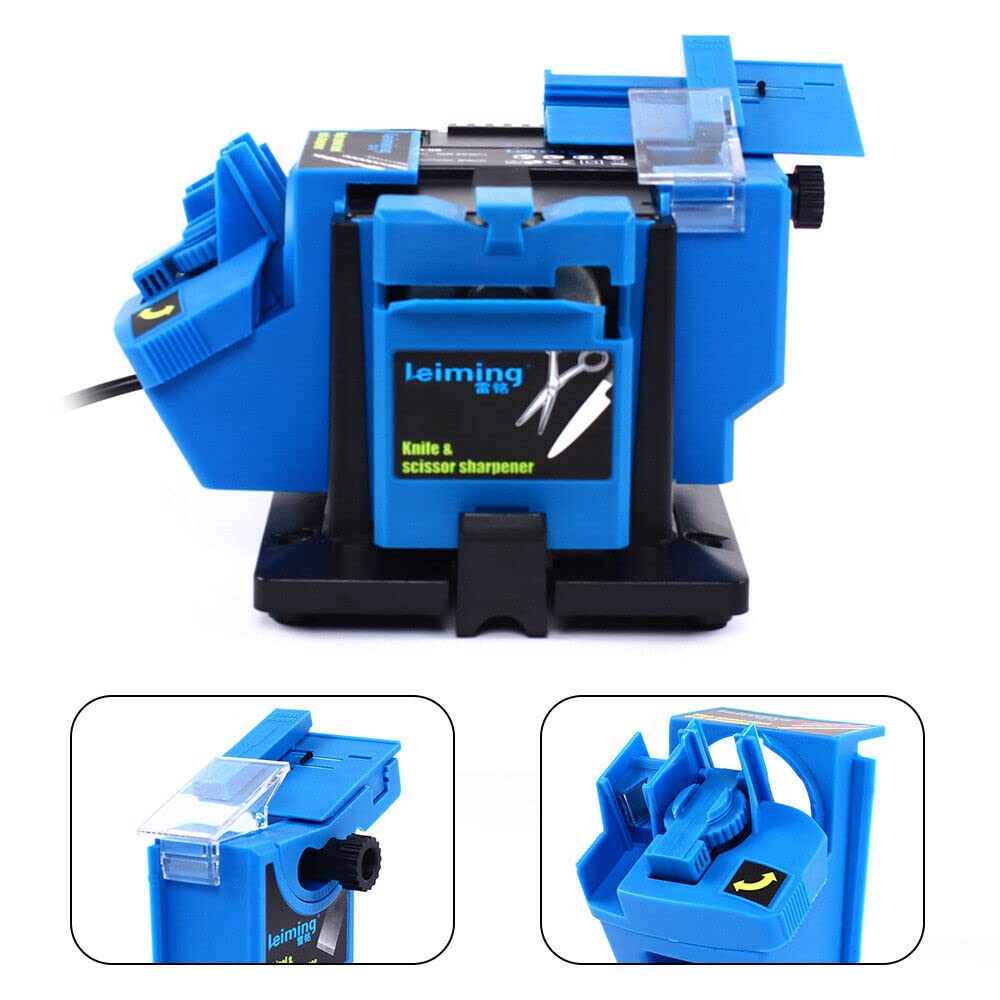 CHUNILLE Electric Sharpener Scissor Knife Drill Bit Chi-sel Sharpening Machine Multi-Task 1350rpm 96W Blue CHUNILLE