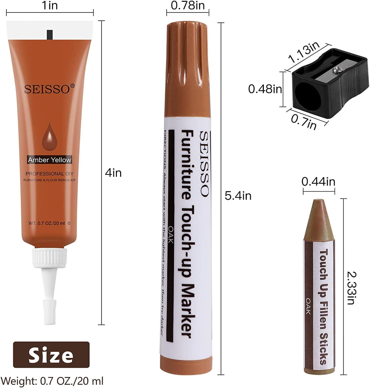 SEISSO Furniture Repair Kit - Set of 42 - Wood Repair Kit Wood Fillers, Furniture Scratch Repair Markers and Wax Sticks with Scraper, Brushes, for SEISSO