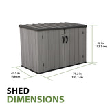 Lifetime Horizontal Outdoor Storage Shed, 75 Cu. Ft. Capacity Lifetime