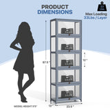 Magshion Display Cabinet, 5-Tier Corner Shelf with Acrylic Doors, 67.5" Tall Curio Display Case, Showcase, Storage Shelf, for Living Room, Bedroom, Playroom, White, 12.5" D x 23" W x 67.5" H Magshion