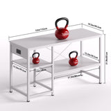 BEURUKU 55-75 Gallon Fish Tank Stand with Power Outlet & LED Light, Metal Aquarium Stand with 3 Tier Adjustable Storage Shelves, Tank Stand for Reptile Tank, Turtle Tank, 52" L*19.5" W, White BEURUKU