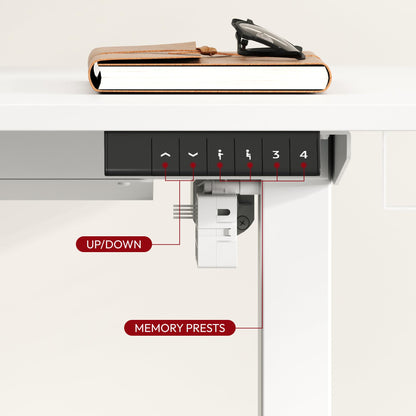 SANODESK Electric Standing Desk 48 x 24 Inches, Height Adjustable Stand Up Desk w/6-Button Controller, Ergonomic Computer Desk for Home Office, White Frame + White Tabletop - WoodArtSupply