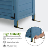 MCombo Outdoor Wood Storage Cabinet, Small Size Garden Wooden Tool Shed with Double Doors, Outside Tools Cabinet for Backyard (24.6”x 18.3”x38.2”) 0985 (Blue) MCombo