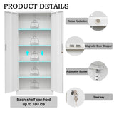 YEEZER Metal Garage Storage Cabinets with Lock 72”Steel Tall Organizer Lockers, Storage Cabinet with 4 Adjustable Shelves for Home,Office,Warehouse,Garage (White) YEEZER