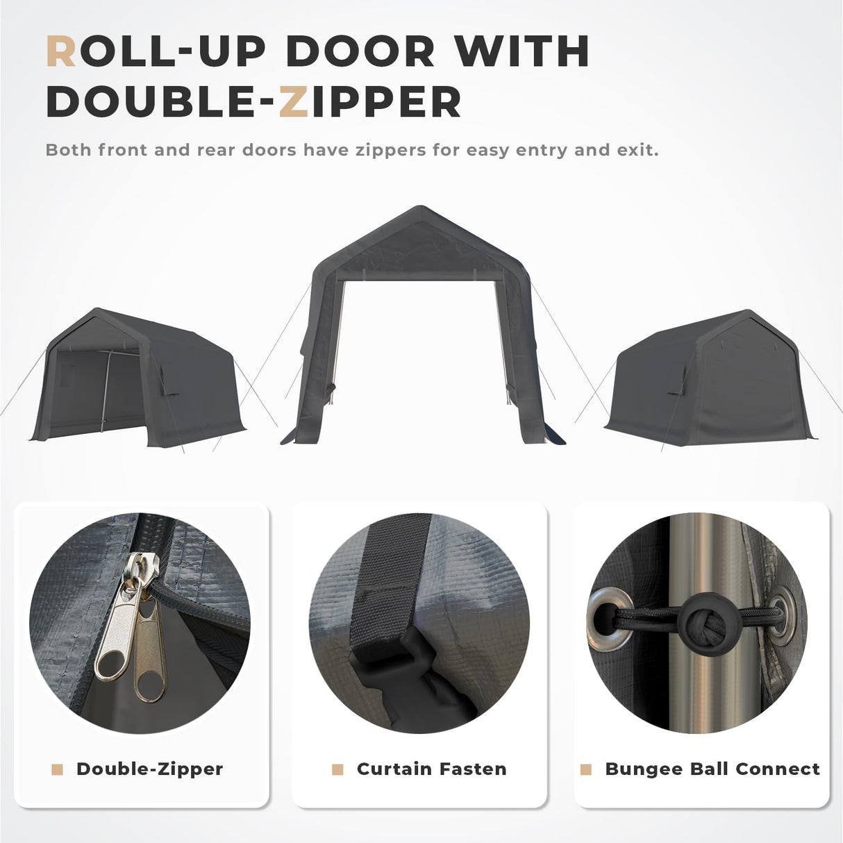 MELLCOM 8x14 ft Heavy Duty Carport, Outdoor Storage Shelter with Metal Frame & Vents, Portable Garage Shed for Bikes, Motorcycles, ATV Car and Outdoor Tools MELLCOM