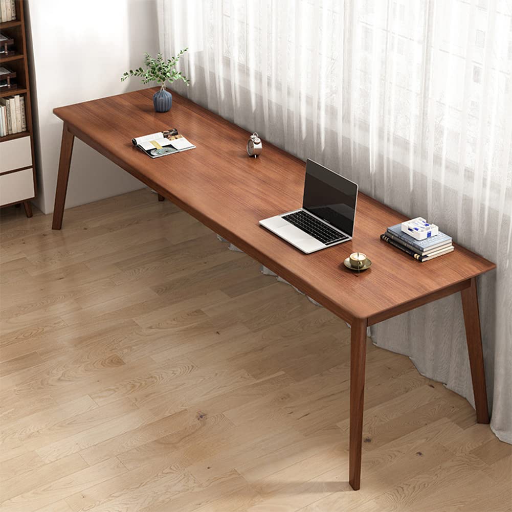 NELYE Mid-Century Long Desk Table - 71" Simple Modern Extra Long 2-Person Wood Computer Workstation for Home Office Work in Walnut, 71" W x 24" D - WoodArtSupply