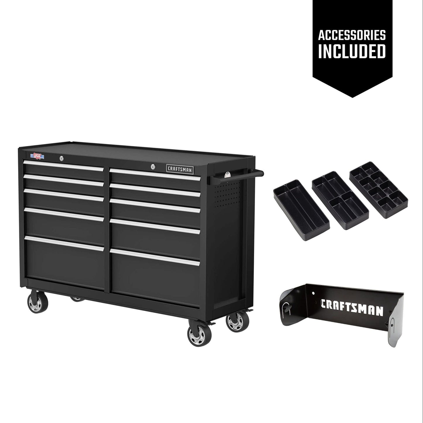 CRAFTSMAN S2000 52IN 10-DRAWER CABINET W/TRAY & HOLDER BK (CMST352102BK) - WoodArtSupply