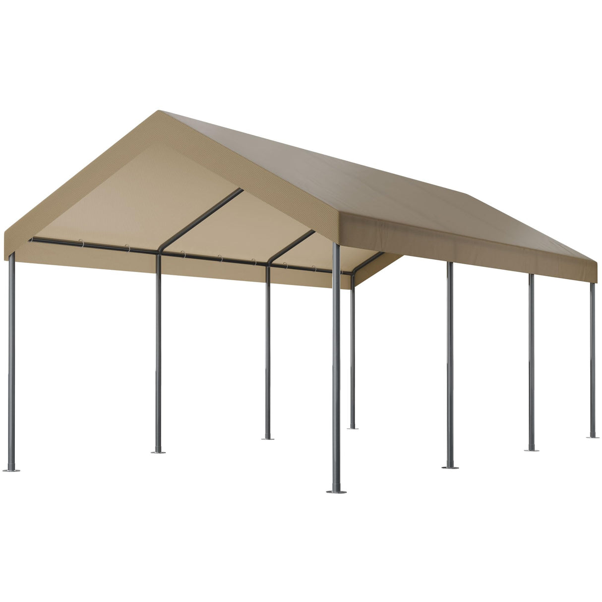 Shintenchi 10x20ft Heavy Duty Carport with UV Resistant Canopy, Powder-Coated Steel Frame, Easy to Assemble Portable Garage, Stable Carport for Car, Bike, Camp, Outdoor Storage (Khaki) Shintenchi