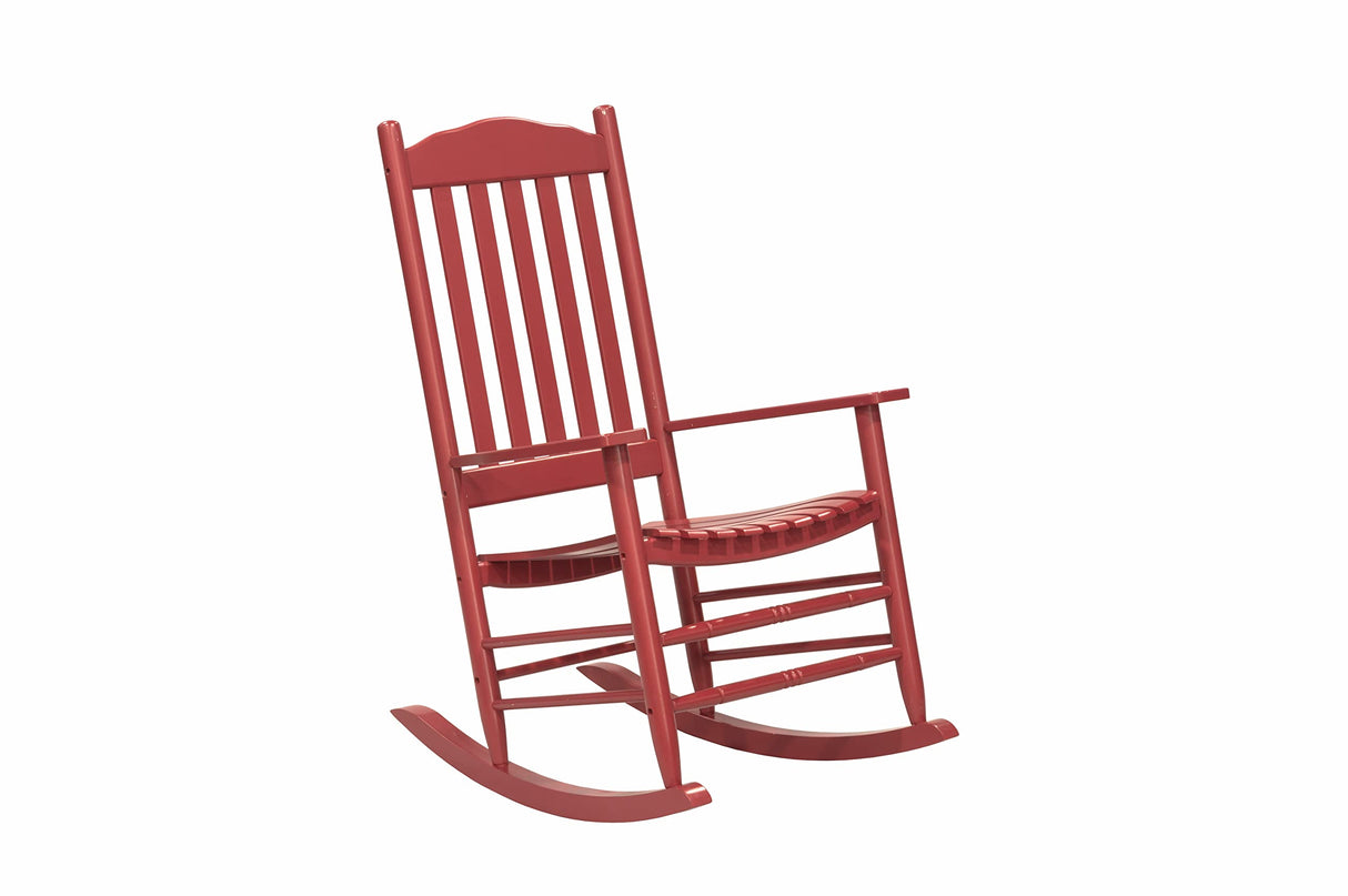 CASUNER Wooden Rocking Chair Outdoor with 350lbs Weight Capacity All Weather Porch Rockers for Garden, Lawn, Porch, Backyard (1, Red CASUNER