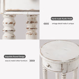 HOMPUS End Table with 1 Drawer, Rustic Round Side Table with 4 Wood Leg, 2-Tier Nightstand with Hand-Painted Finish, Small Accent Table for Living Room, Bedroom HOMPUS
