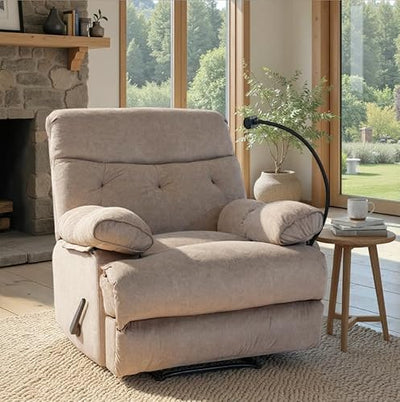 Chizzyseat Manual Oversized Recliner Chair for Heavy Duty Adults 400lbs Extra Wide Recliner with Phone Holder Big Man Recliners for Living Room Bedroom Nursery RV Brown