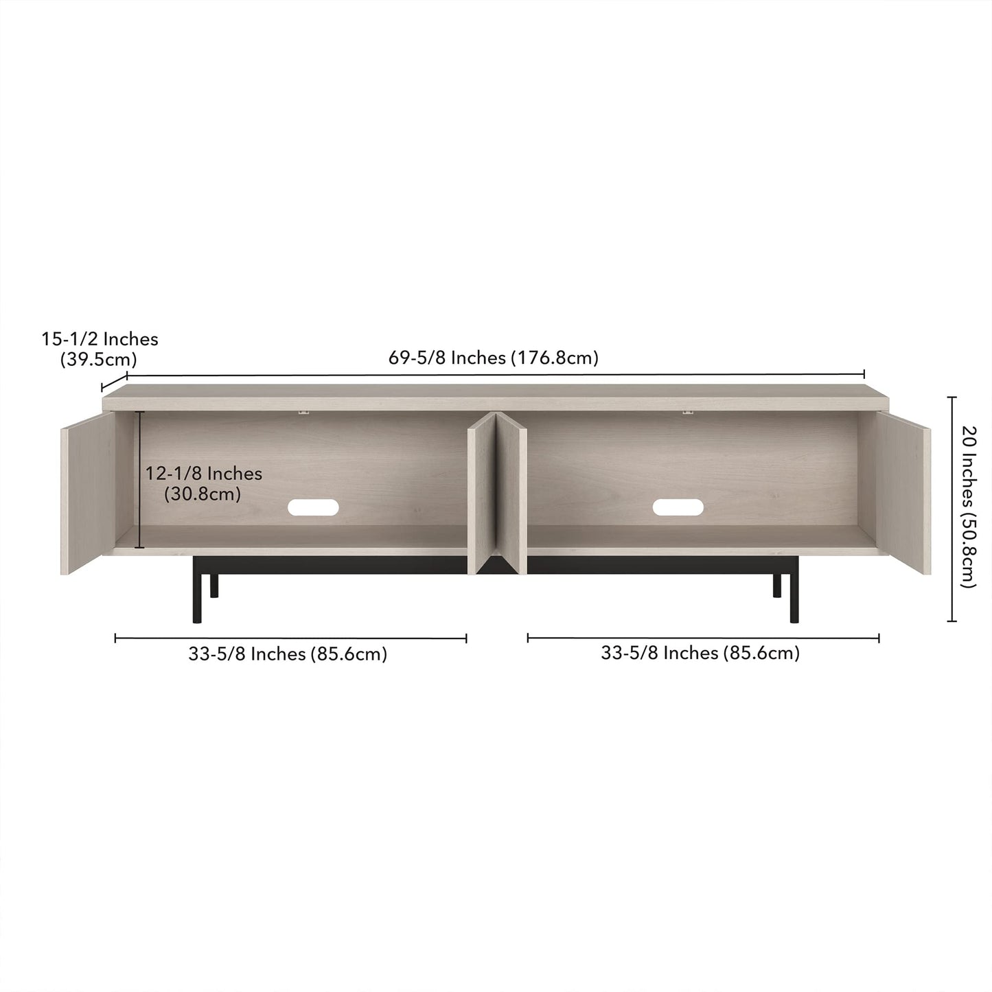 Henn&Hart Whitman TV Stand, 70" Wide, White