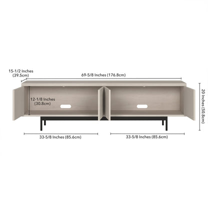 Henn&Hart Whitman TV Stand, 70" Wide, White